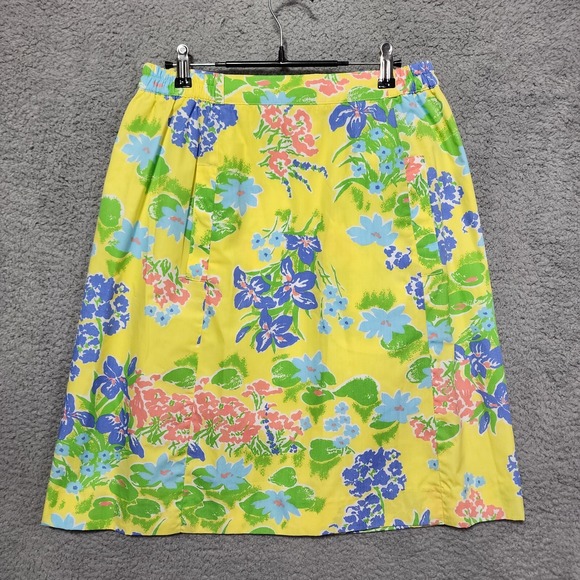 Sea Waves Yellow FloralSkirt Size 10 Vintage Golf Pickleball Tennis Beach A-Line - Picture 1 of 7